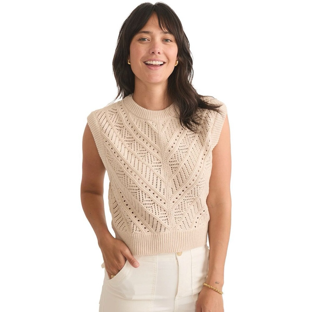 Marine Layer Brooke Knit Sweater Vest Sleeveless Tank Cotton XL Cottagecore - Picture 4 of 5